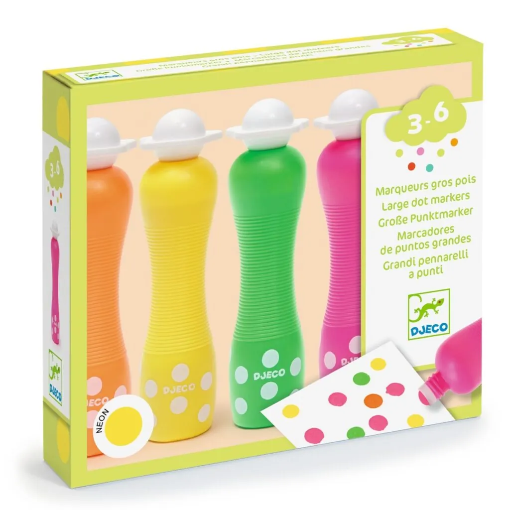 imagine: Set 4 markere culori neon pentru bebe, Djeco