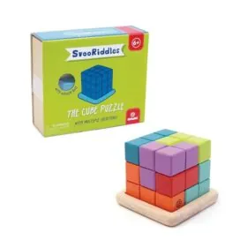 imagine:Puzzle cub 3D colorat din lemn, Svoora